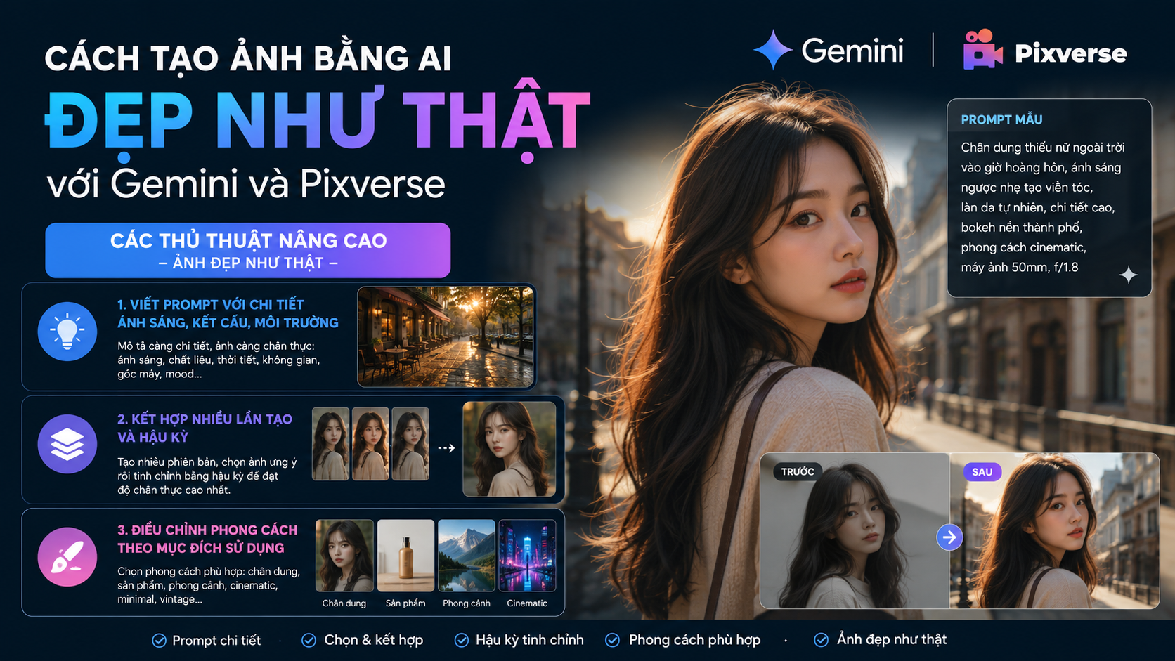 Các thủ thuật nâng cao để ảnh đẹp như thật - cách tạo ảnh bằng AI