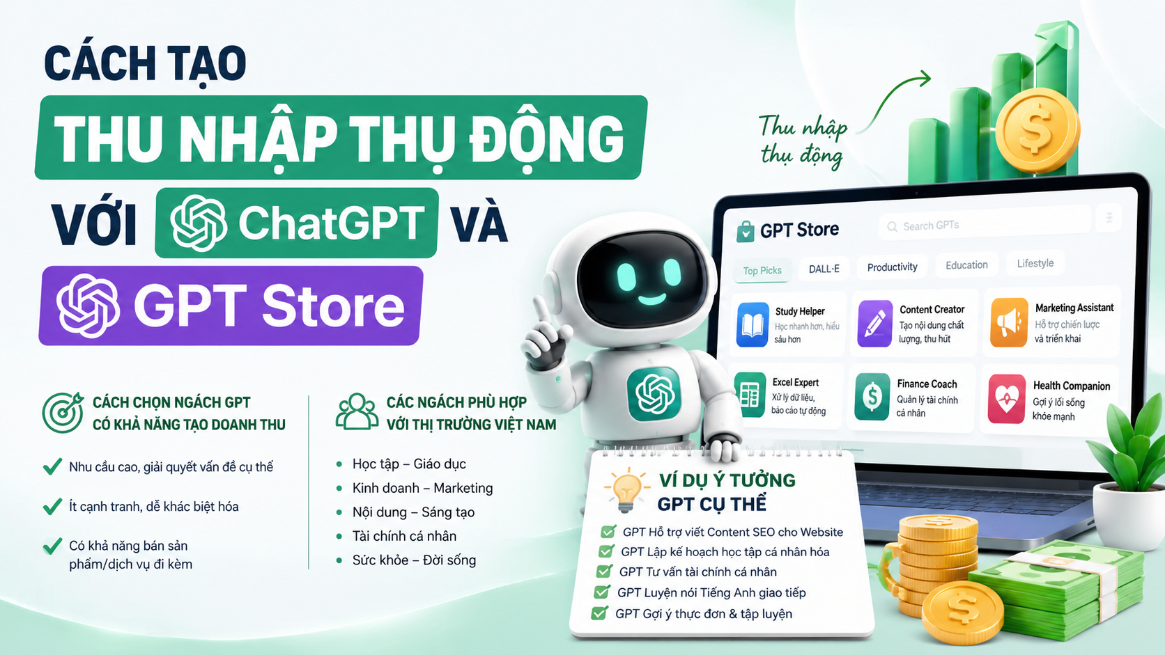 Cách chọn ngách GPT có khả năng tạo doanh thu - thu nhập thụ động với chatgpt