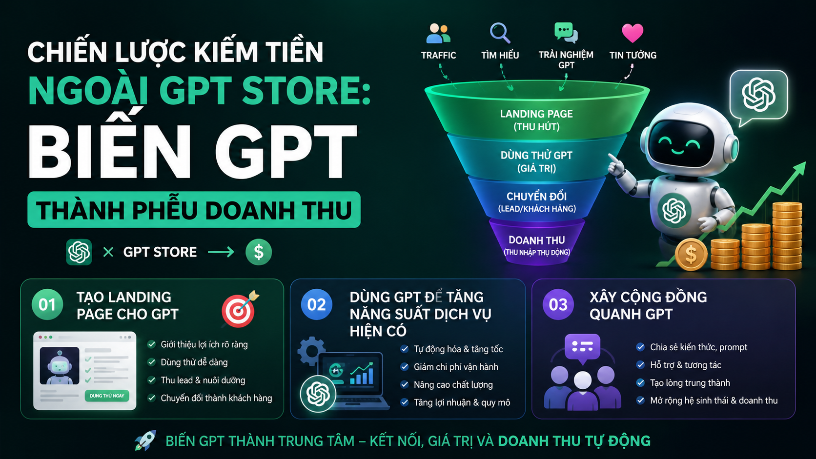 Chiến lược kiếm tiền ngoài GPT Store: biến GPT thành phễu doanh thu - thu nhập thụ động với chatgpt