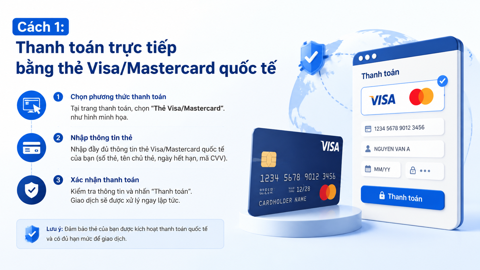 Cách 1: Thanh toán trực tiếp bằng thẻ Visa/Mastercard quốc tế Cách 1: Thanh toán trực tiếp bằng thẻ Visa/Mastercard quốc tế - Cách thanh toán & mua Claude Pro tại Việt Nam: Visa, Wise, MoMo virtual card