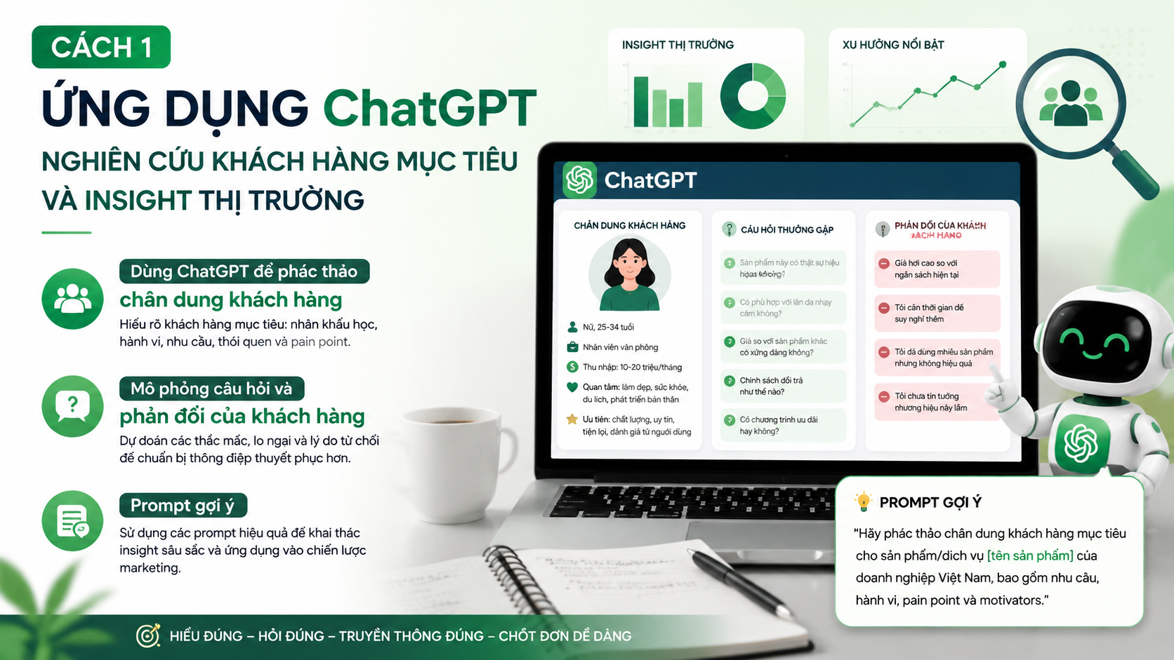 Cách 1: Nghiên cứu khách hàng mục tiêu và insight thị trường - chatgpt trong marketing