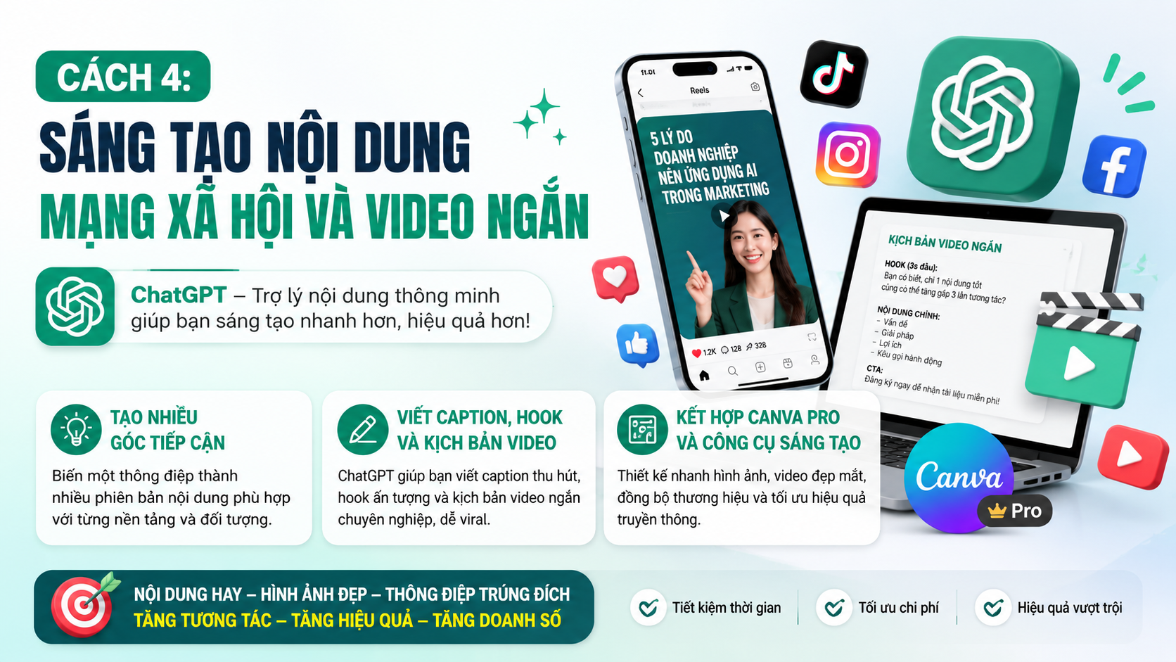 Cách 4: Sáng tạo nội dung mạng xã hội và video ngắn - chatgpt trong marketing