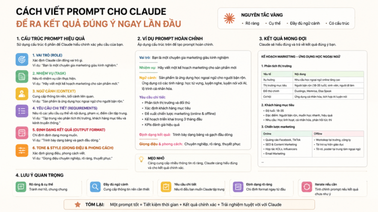 Cách viết prompt cho Claude để ra kết quả đúng ý ngay lần đầu - cách viết prompt cho claude