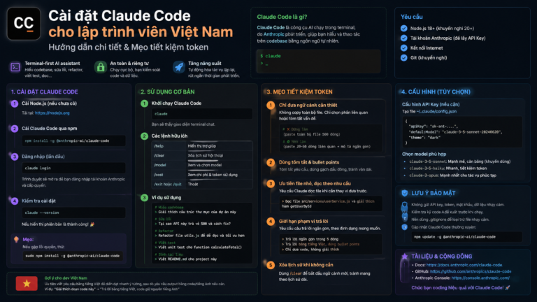 Cài đặt Claude Code cho lập trình viên Việt Nam: hướng dẫn chi tiết & mẹo tiết kiệm token - Cài đặt Claude Code cho lập trình viên Việt Nam: hướng dẫn chi tiết & mẹo tiết kiệm token