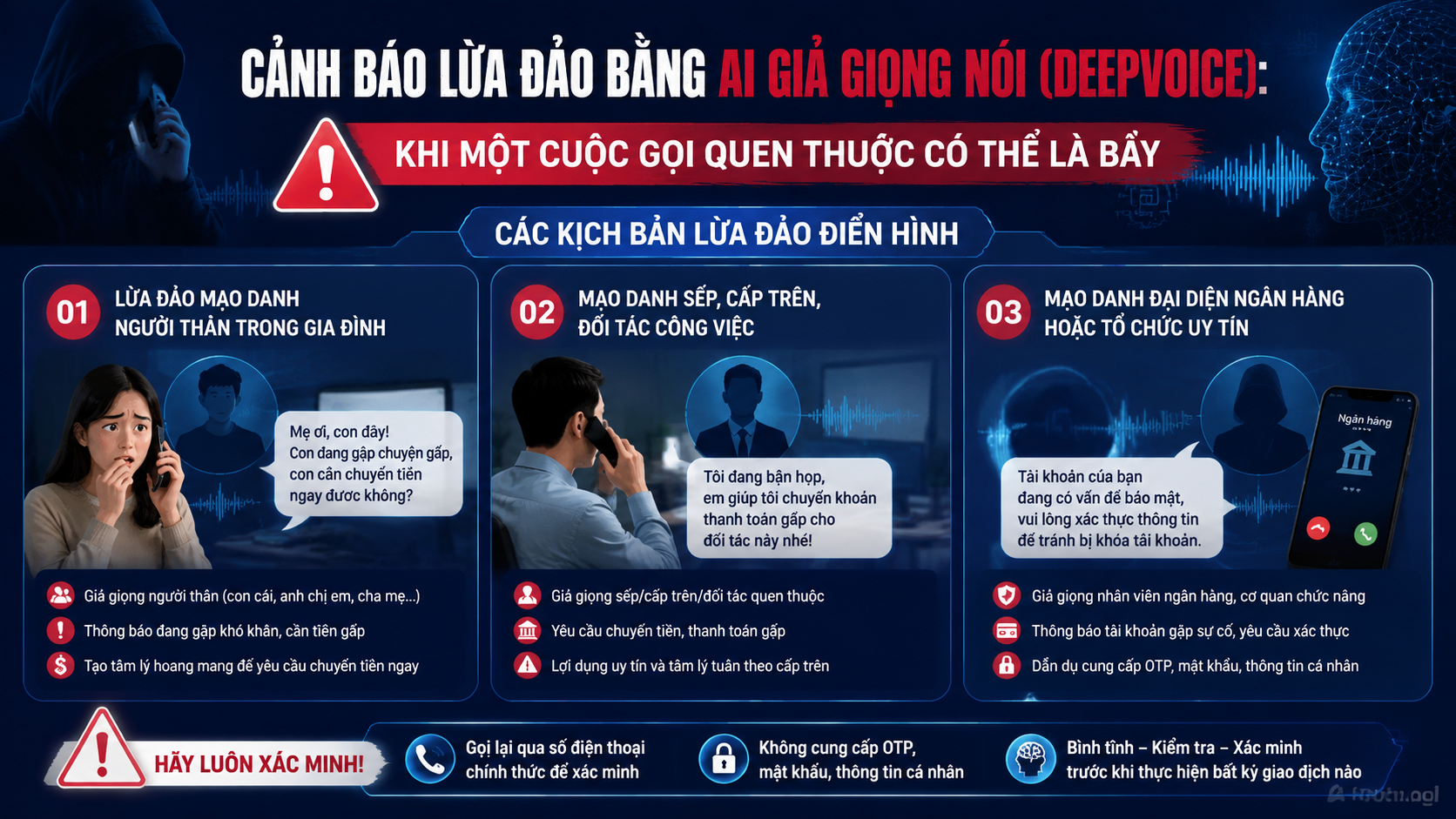 Các kịch bản lừa đảo điển hình Các kịch bản lừa đảo điển hình - lừa đảo giả giọng nói AI