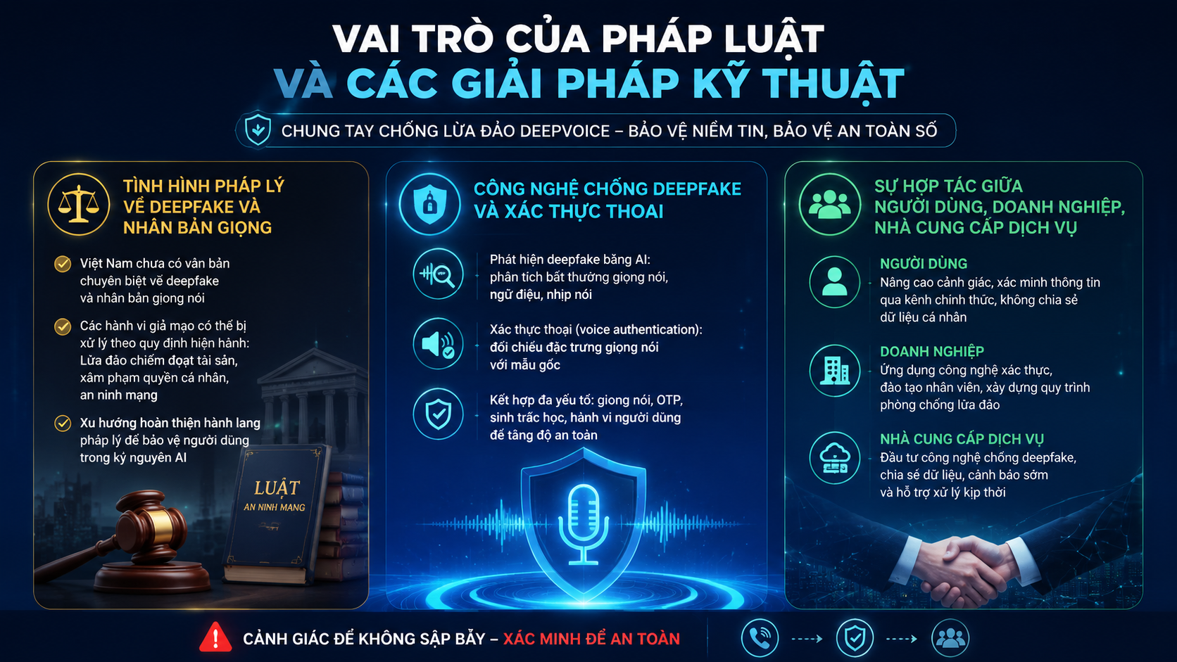 Vai trò của pháp luật và các giải pháp kỹ thuật Vai trò của pháp luật và các giải pháp kỹ thuật - lừa đảo giả giọng nói AI