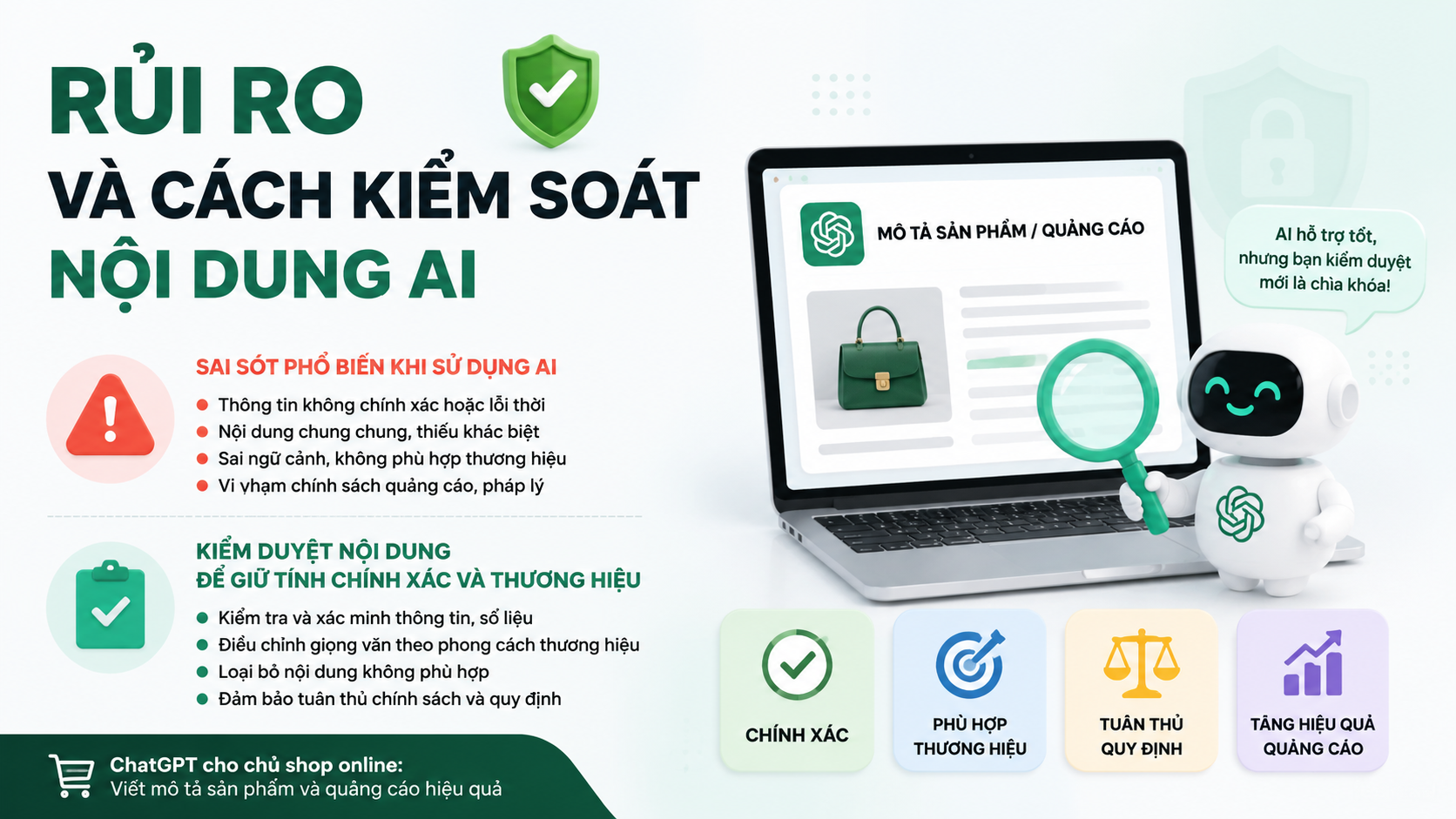 Rủi ro và cách kiểm soát nội dung AI Rủi ro và cách kiểm soát nội dung AI - chatgpt cho bán hàng online