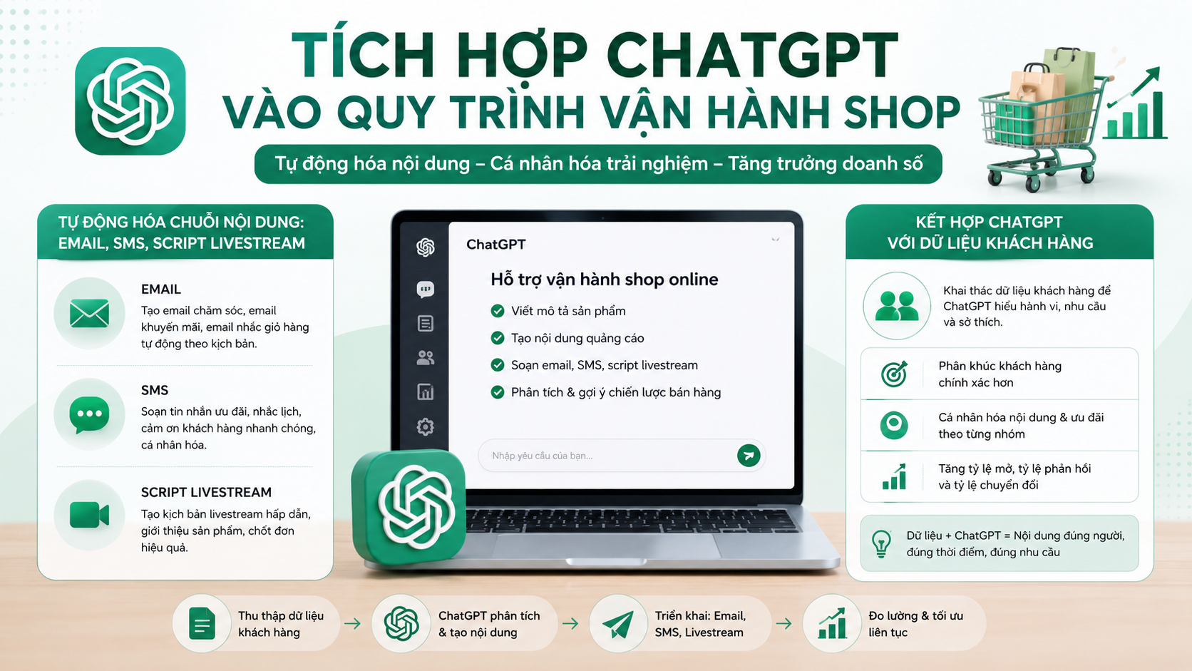 Tích hợp ChatGPT vào quy trình vận hành shop Tích hợp ChatGPT vào quy trình vận hành shop - chatgpt cho bán hàng online