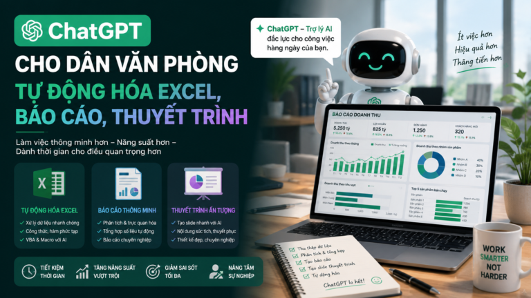 ChatGPT Cho Dân Văn Phòng: Tự Động Hóa Excel, Báo Cáo, Thuyết Trình - chatgpt cho dân văn phòng