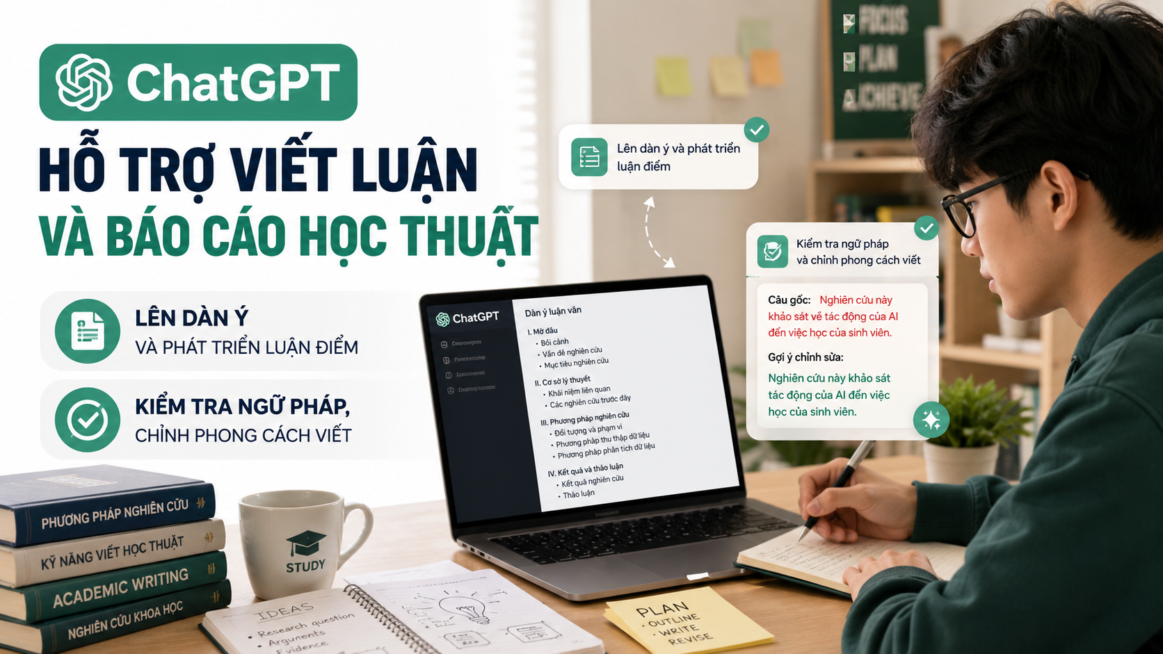 ChatGPT hỗ trợ viết luận và báo cáo học thuật - chatgpt cho sinh viên