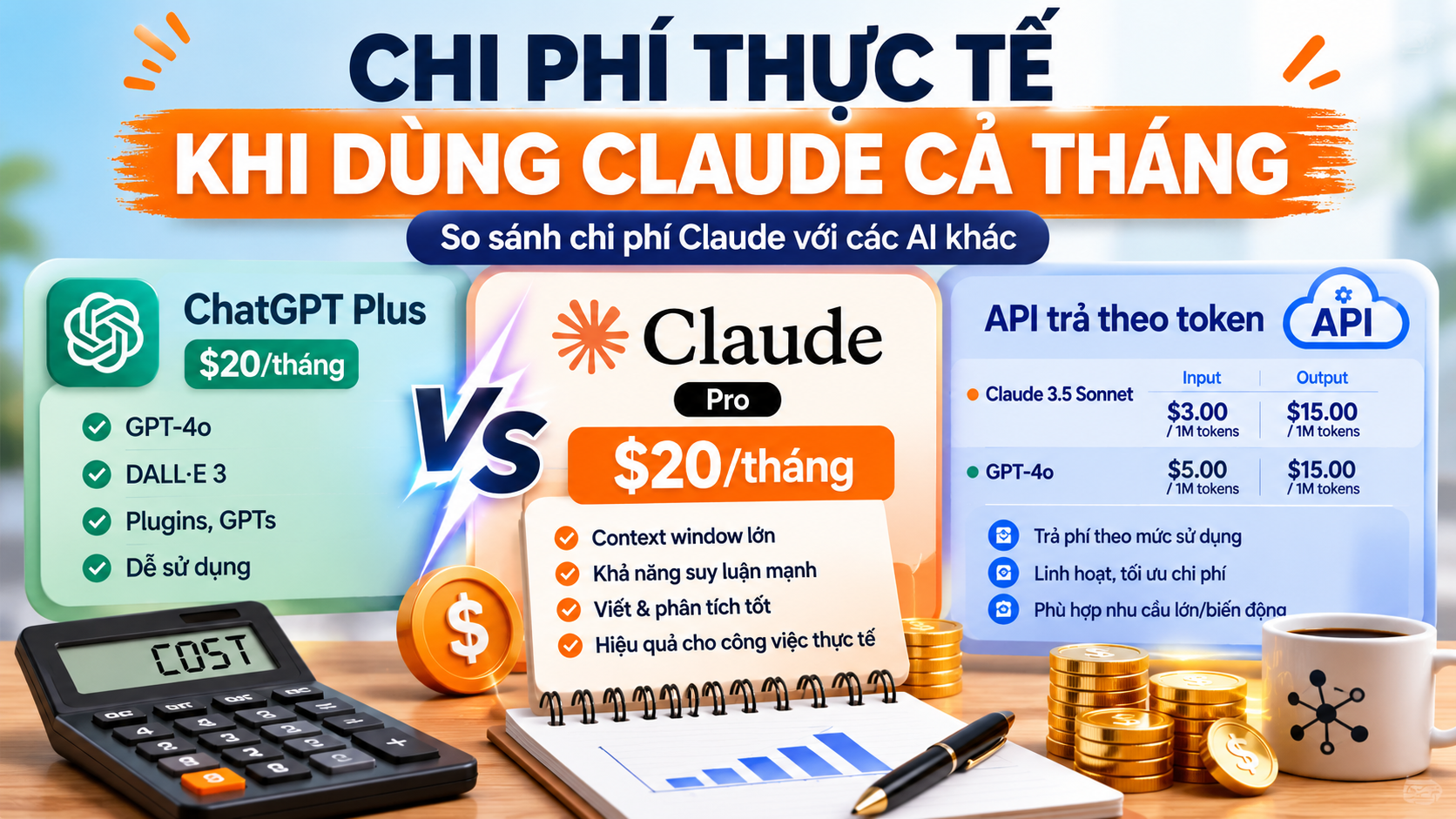 So sánh chi phí Claude với các AI khác - chi phí dùng claude