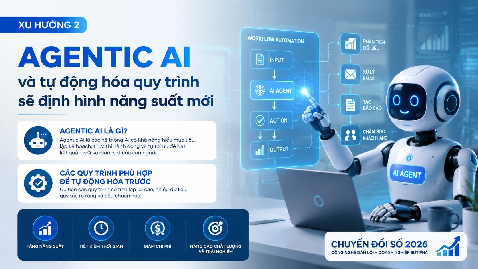 Xu hướng 2: Agentic AI và tự động hóa quy trình sẽ định hình năng suất mới - chuyển đổi số 2026