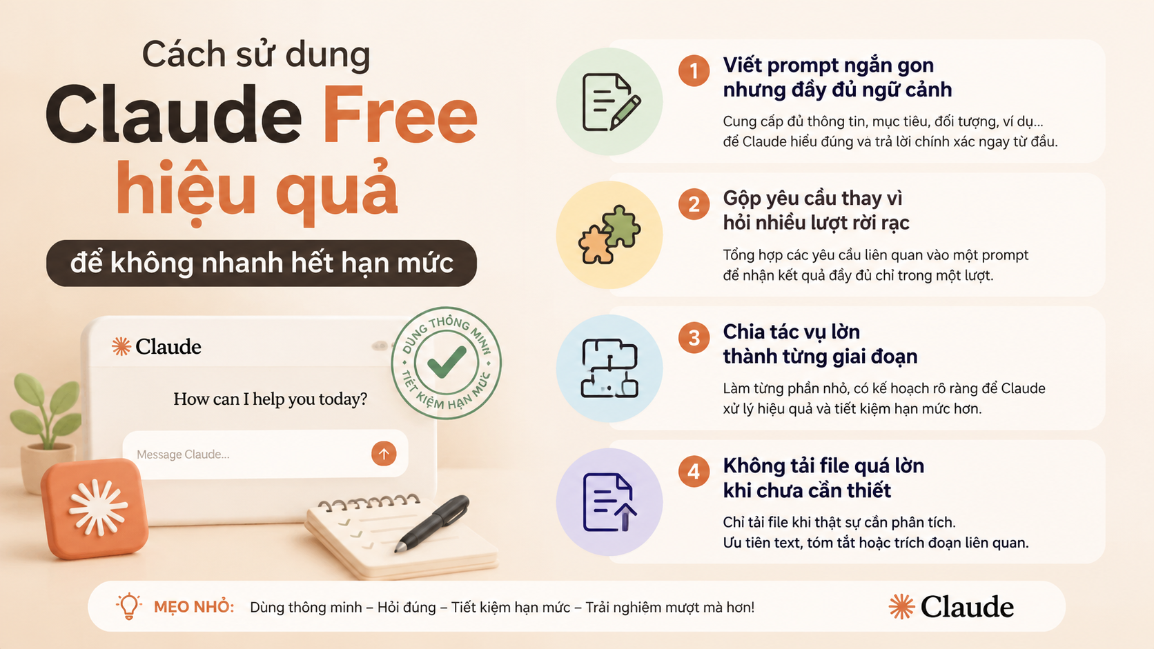 Cách sử dụng Claude Free hiệu quả để không nhanh hết hạn mức Cách sử dụng Claude Free hiệu quả để không nhanh hết hạn mức - claude ai có miễn phí không