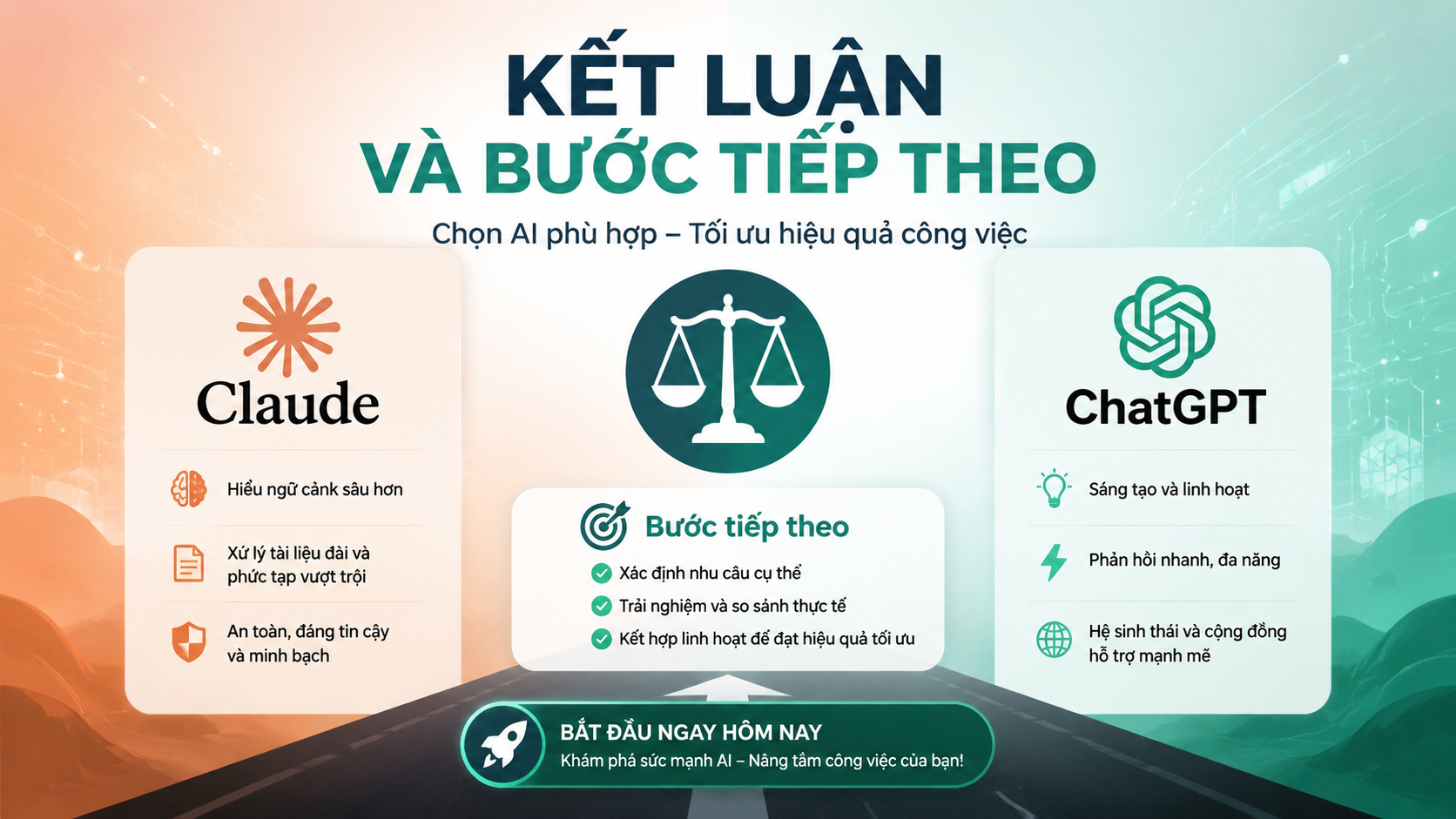 Kết luận và bước tiếp theo - claude ai mạnh hơn chatgpt