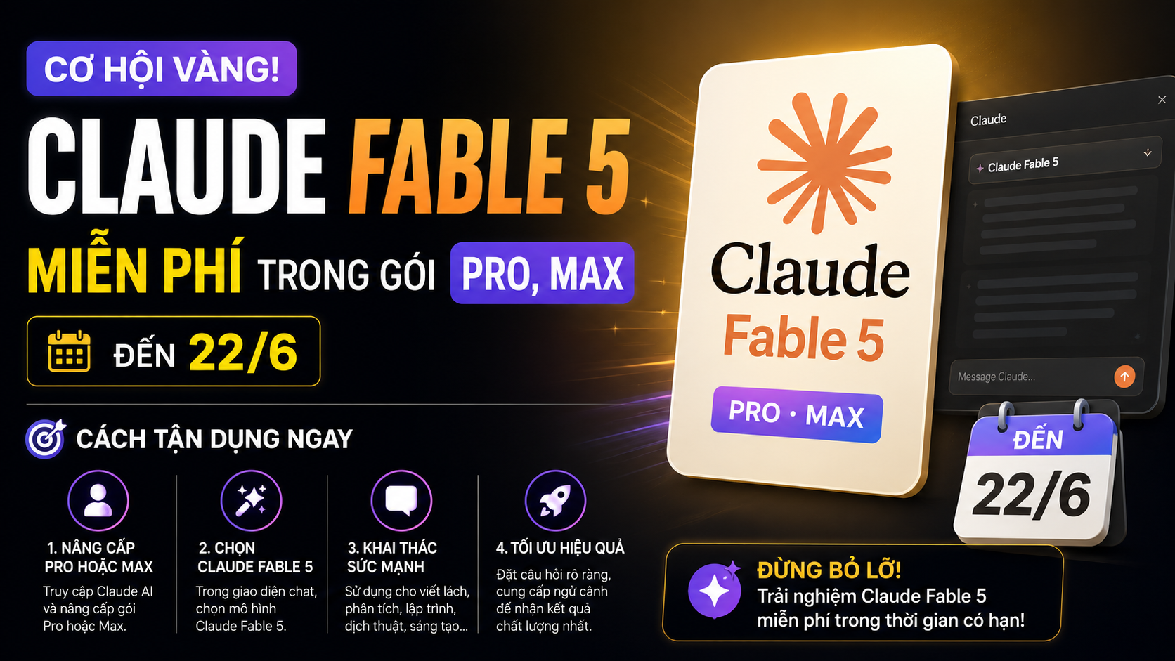 Claude Fable 5 miễn phí trong gói Pro, Max đến 22/6: Cách tận dụng ngay - Claude Fable 5 miễn phí, Fable 5 gói Pro