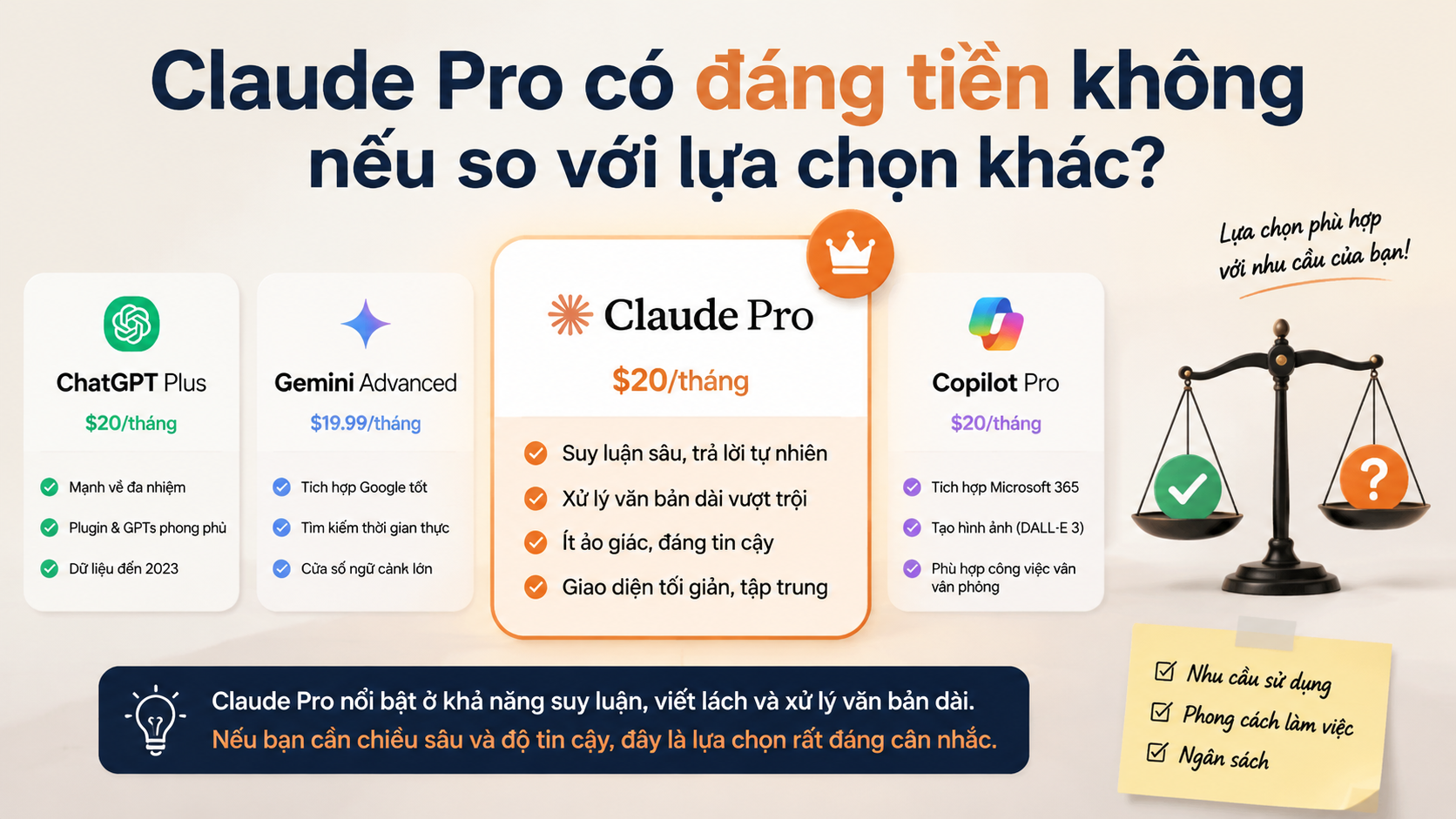 Claude Pro có đáng tiền không nếu so với lựa chọn khác? - claude pro có đáng tiền không