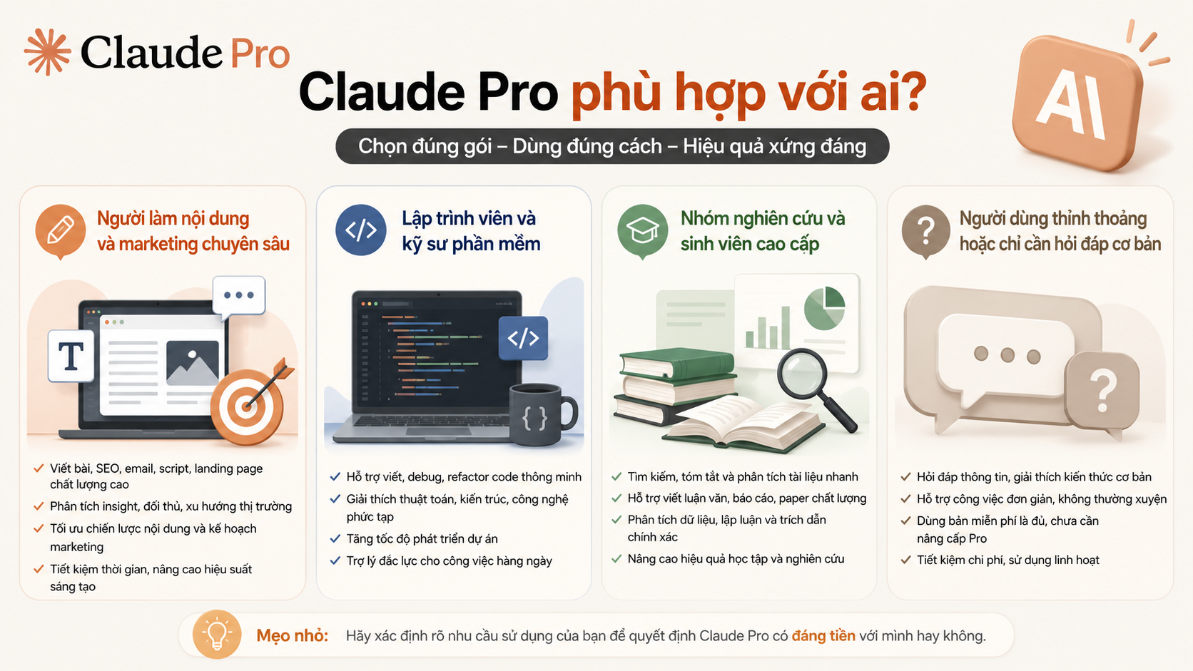 Claude Pro phù hợp với ai? - claude pro có đáng tiền không