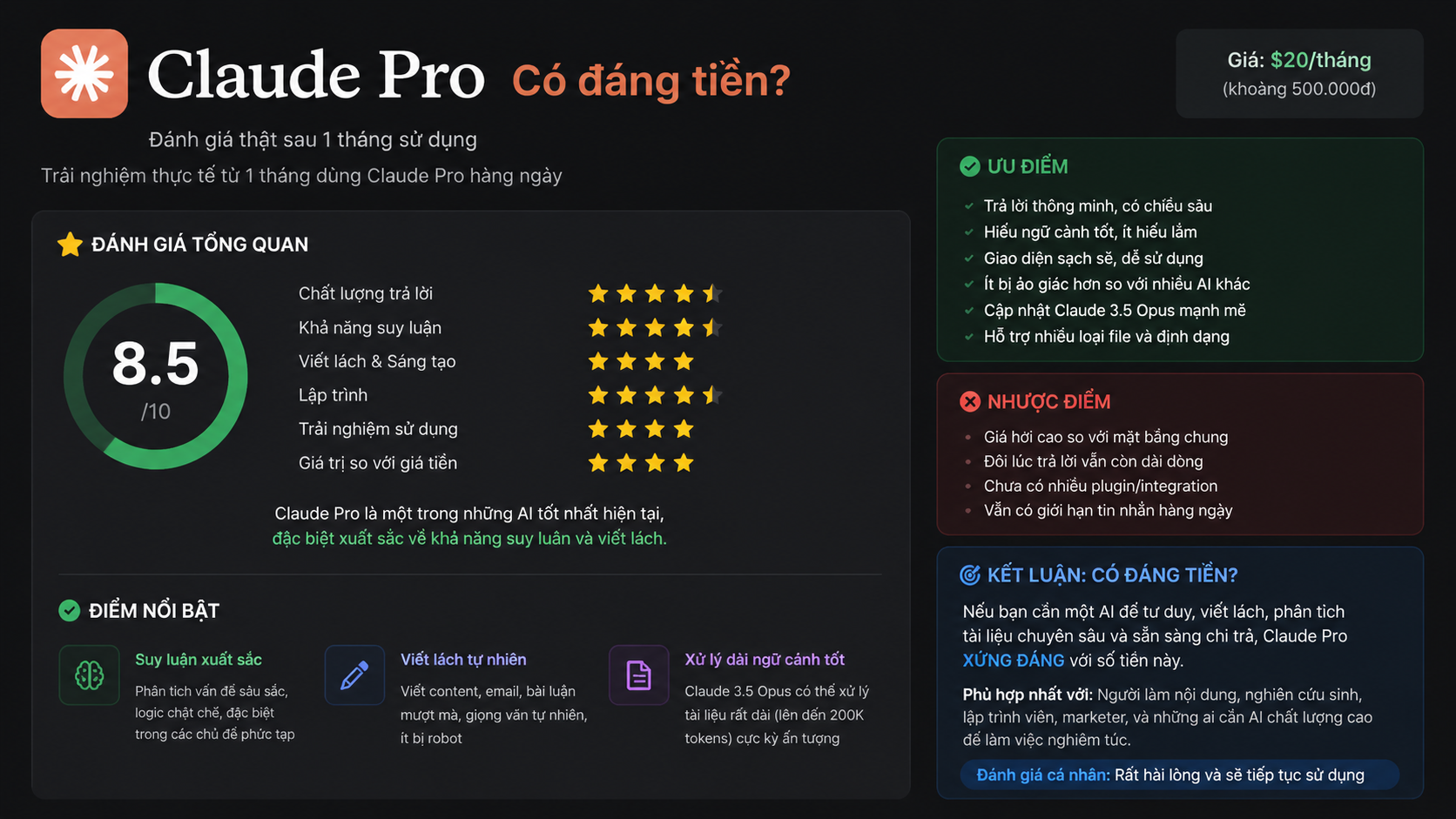 Claude Pro có đáng tiền không? Đánh giá thật sau 1 tháng - claude pro có đáng tiền không