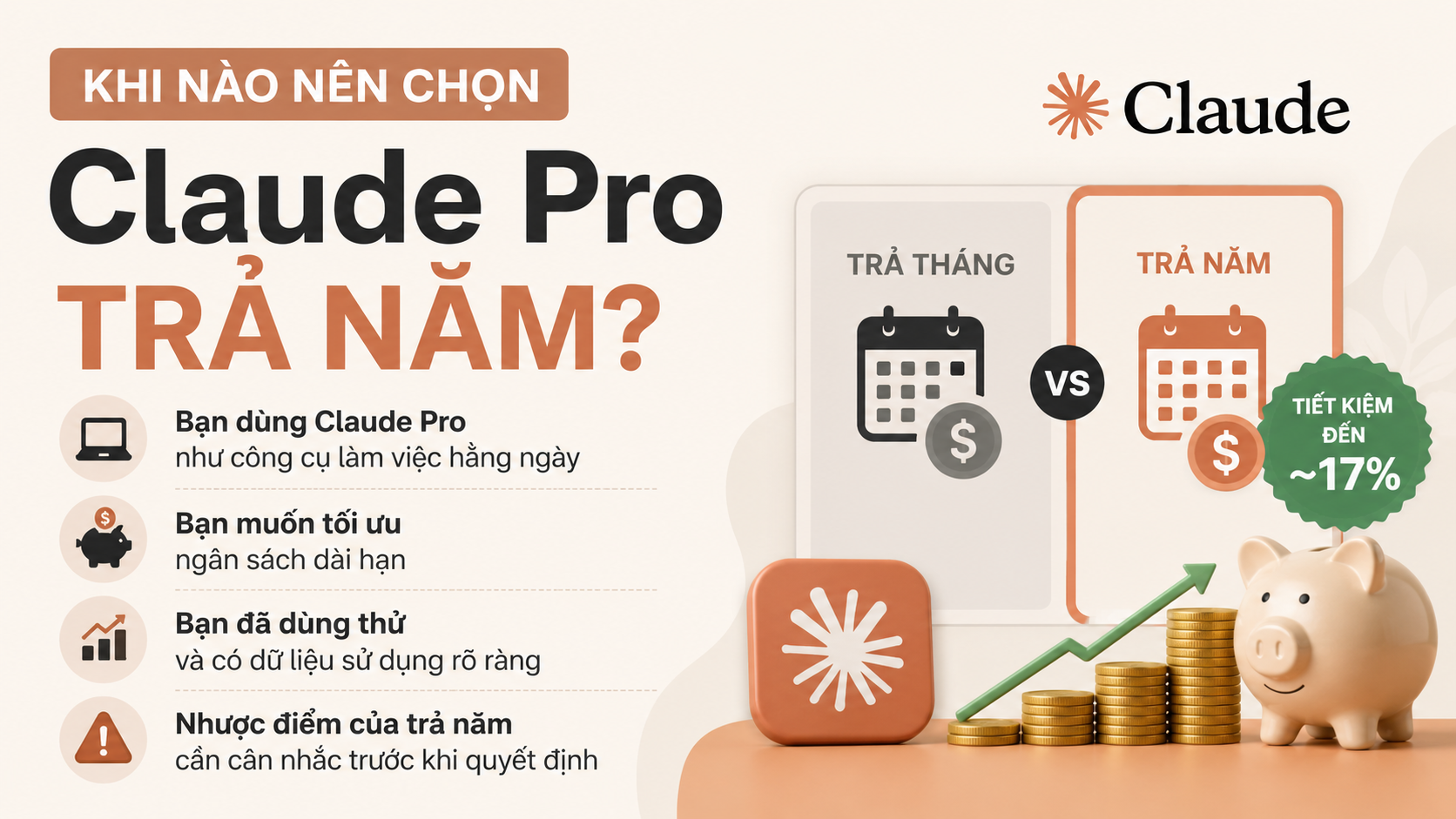 Khi nào nên chọn Claude Pro trả năm? - claude pro trả tháng hay trả năm