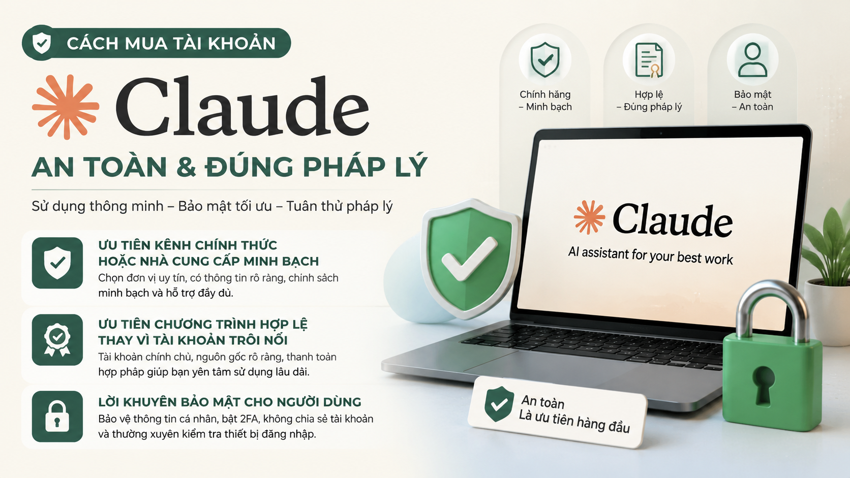 Cách mua tài khoản Claude an toàn và đúng pháp lý - mua tài khoản claude giá rẻ