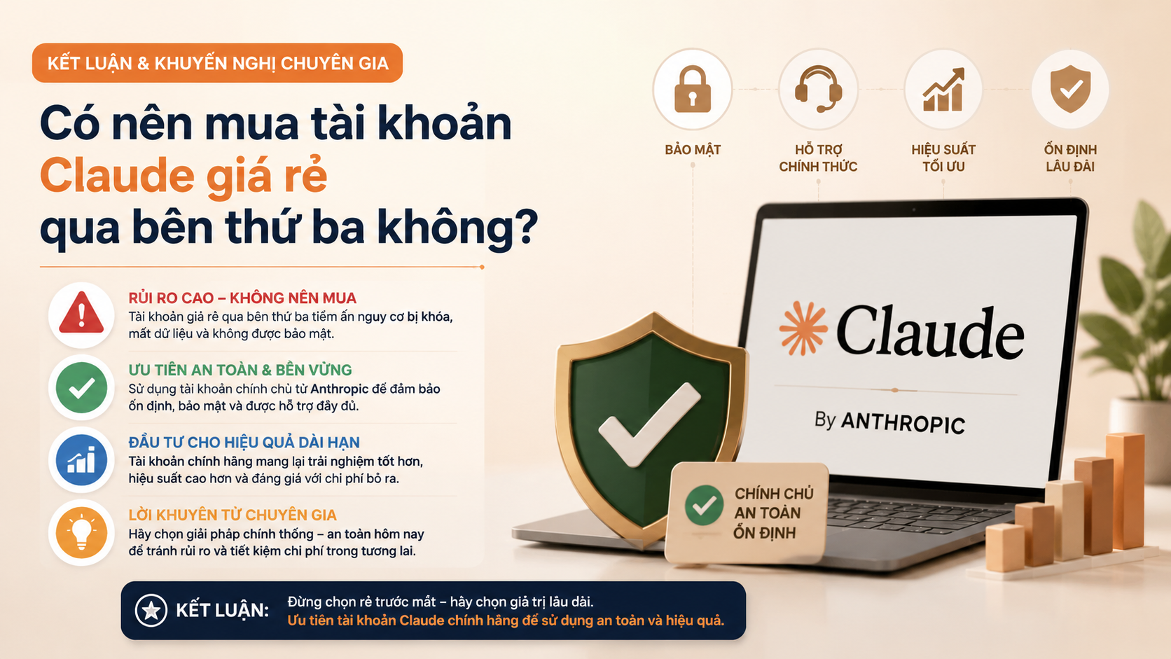 Kết luận và khuyến nghị chuyên gia - mua tài khoản claude giá rẻ