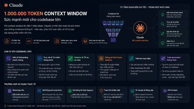 Context window 1 triệu token trên Claude: làm được gì với codebase lớn? - context window claude 1m token