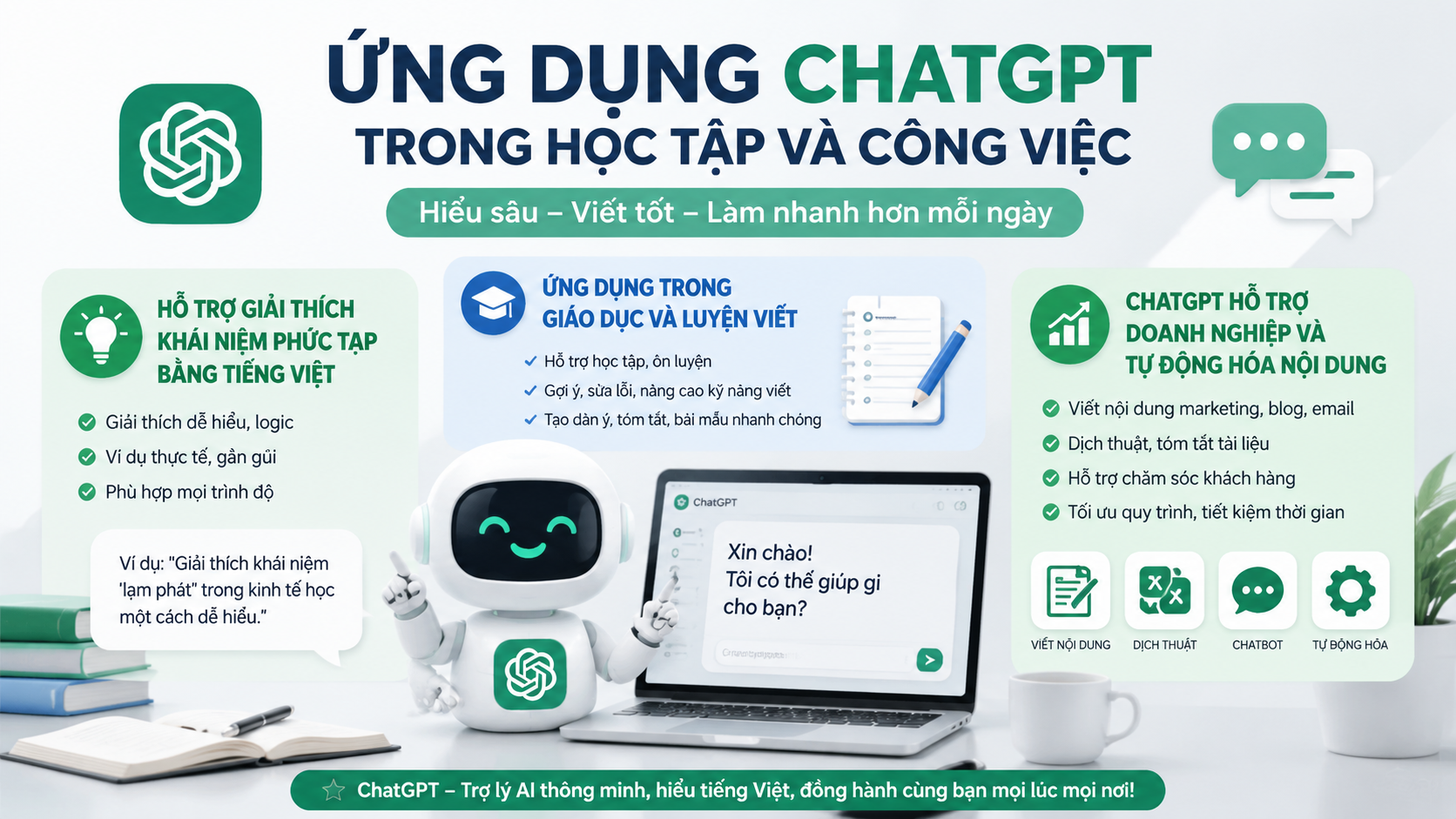 Ứng dụng ChatGPT trong học tập và công việc - chatgpt tiếng việt có tốt không