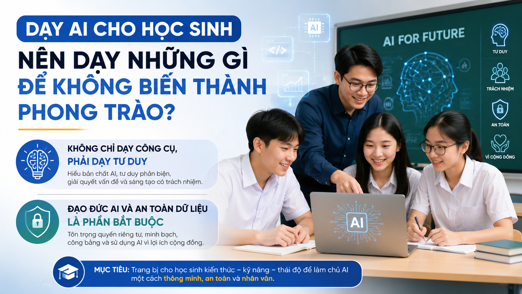 Dạy AI cho học sinh nên dạy những gì để không biến thành phong trào? - dạy AI cho học sinh