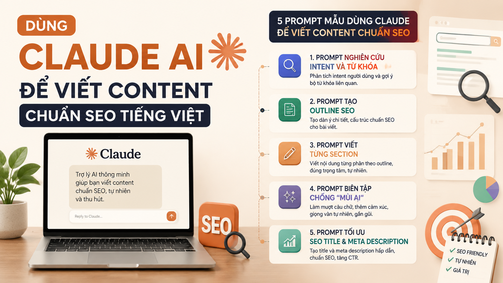 Prompt mẫu dùng Claude để viết content chuẩn SEO tiếng Việt - viết content seo bằng claude