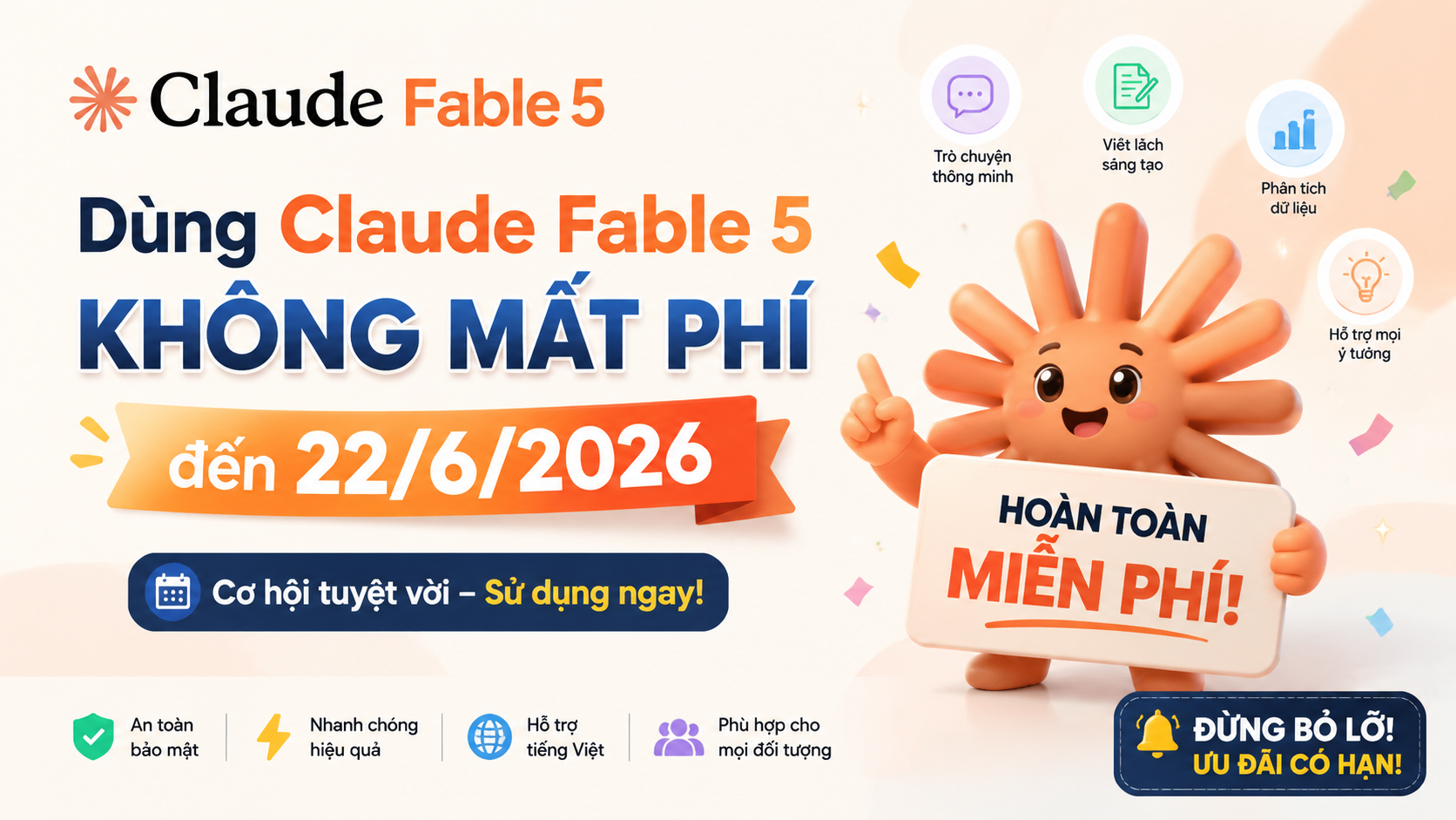 Dùng Claude Fable 5 không mất phí đến 22/6/2026 — Đừng bỏ lỡ! - dùng Claude Fable 5 không mất phí, Fable 5 đến 22/6