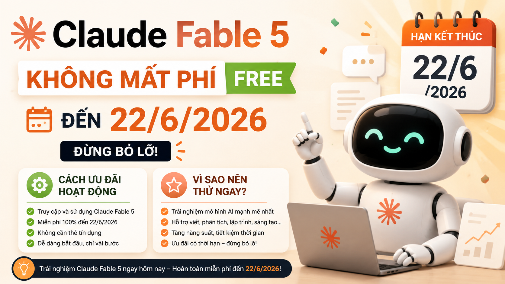 Ưu đãi dùng Claude Fable 5 không mất phí đến 22/6/2026 Ưu đãi dùng Claude Fable 5 không mất phí đến 22/6/2026 - dùng Claude Fable 5 không mất phí, Fable 5 đến 22/6