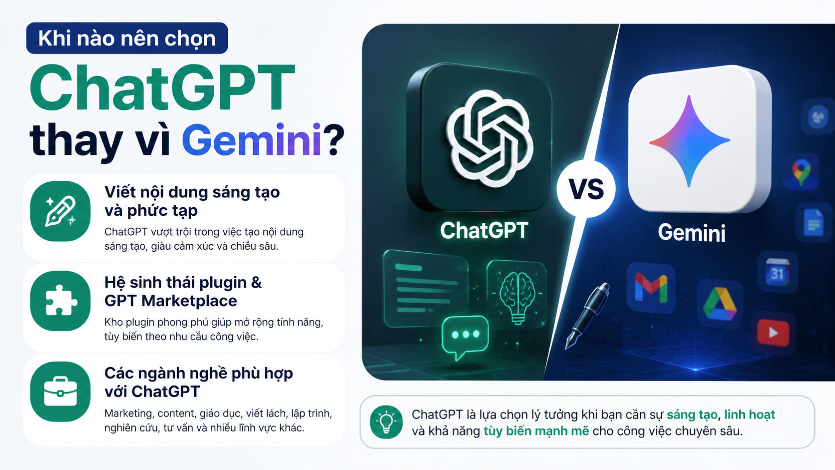 Khi nào nên chọn ChatGPT thay vì Gemini? - Gemini vs ChatGPT