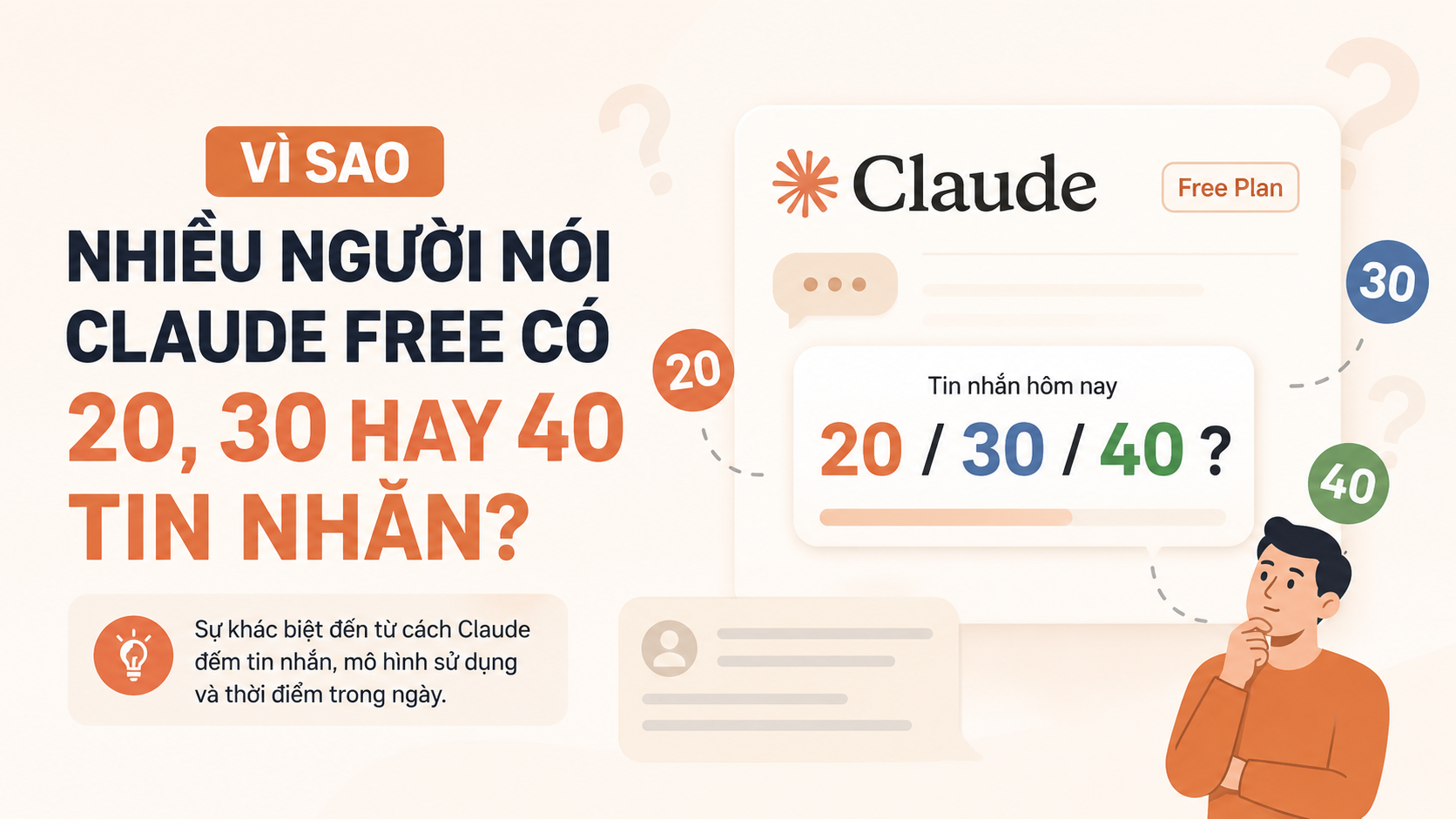 Vì sao nhiều người nói Claude Free có 20, 30 hay 40 tin nhắn? - claude free giới hạn bao nhiêu tin nhắn