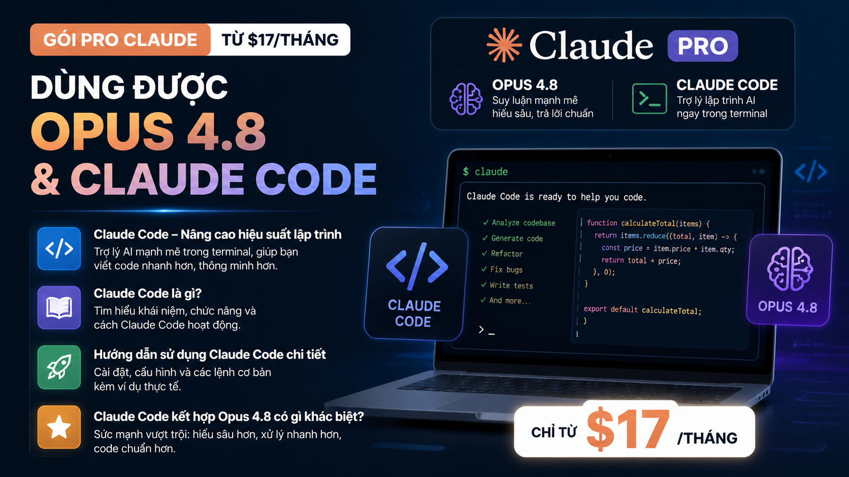 Claude Code – Nâng cao hiệu suất lập trình - gói pro claude