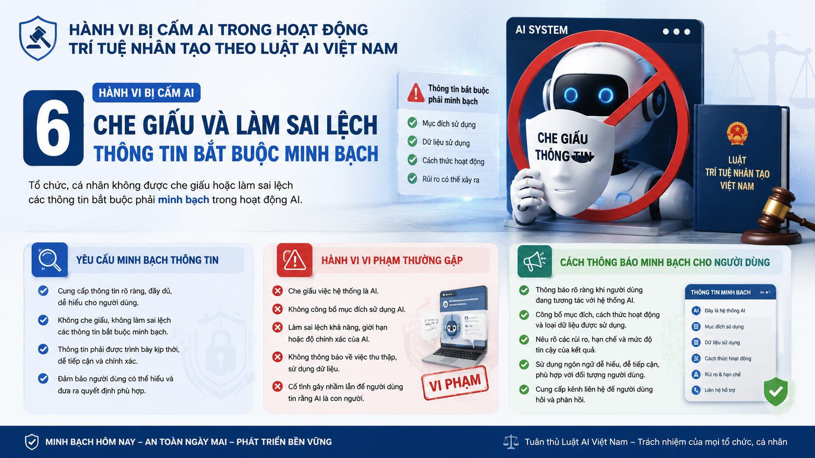Hành vi bị cấm AI số 6: Che giấu và làm sai lệch thông tin bắt buộc minh bạch Hành vi bị cấm AI số 6: Che giấu và làm sai lệch thông tin bắt buộc minh bạch - hành vi bị cấm AI