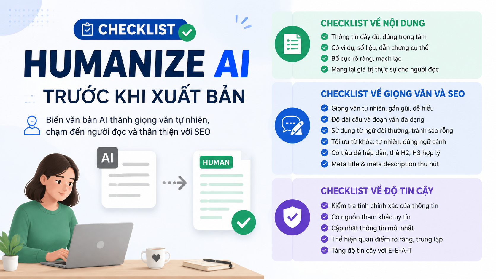 Checklist Humanize AI trước khi xuất bản - Humanize AI