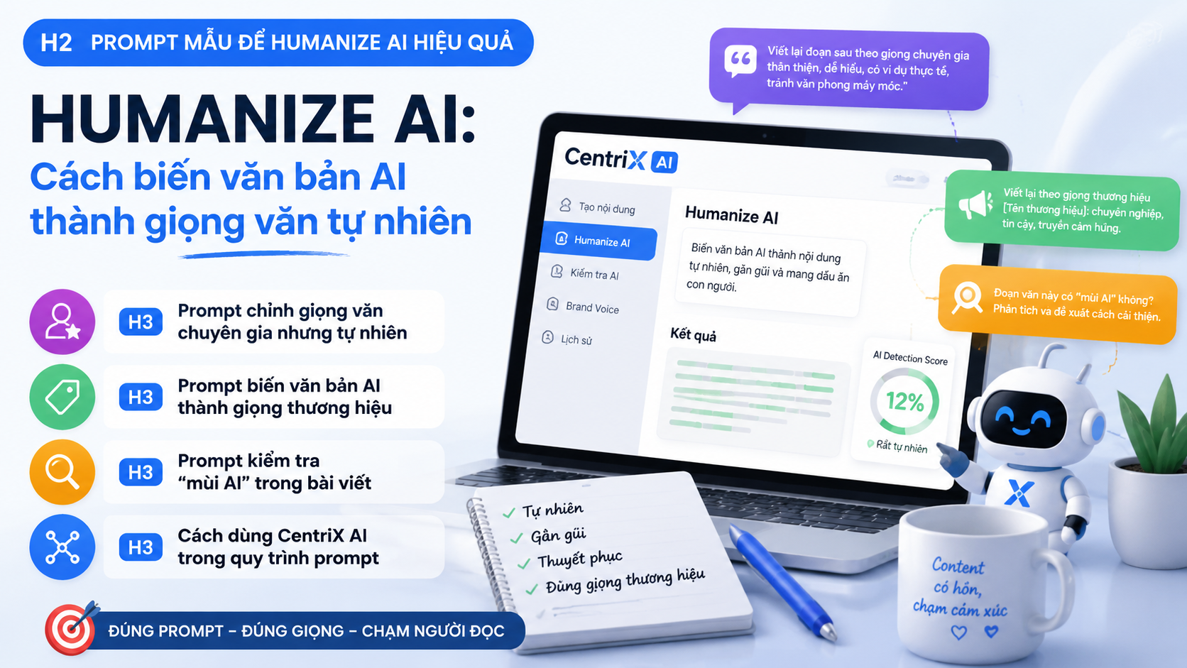 Prompt mẫu để Humanize AI hiệu quả - Humanize AI