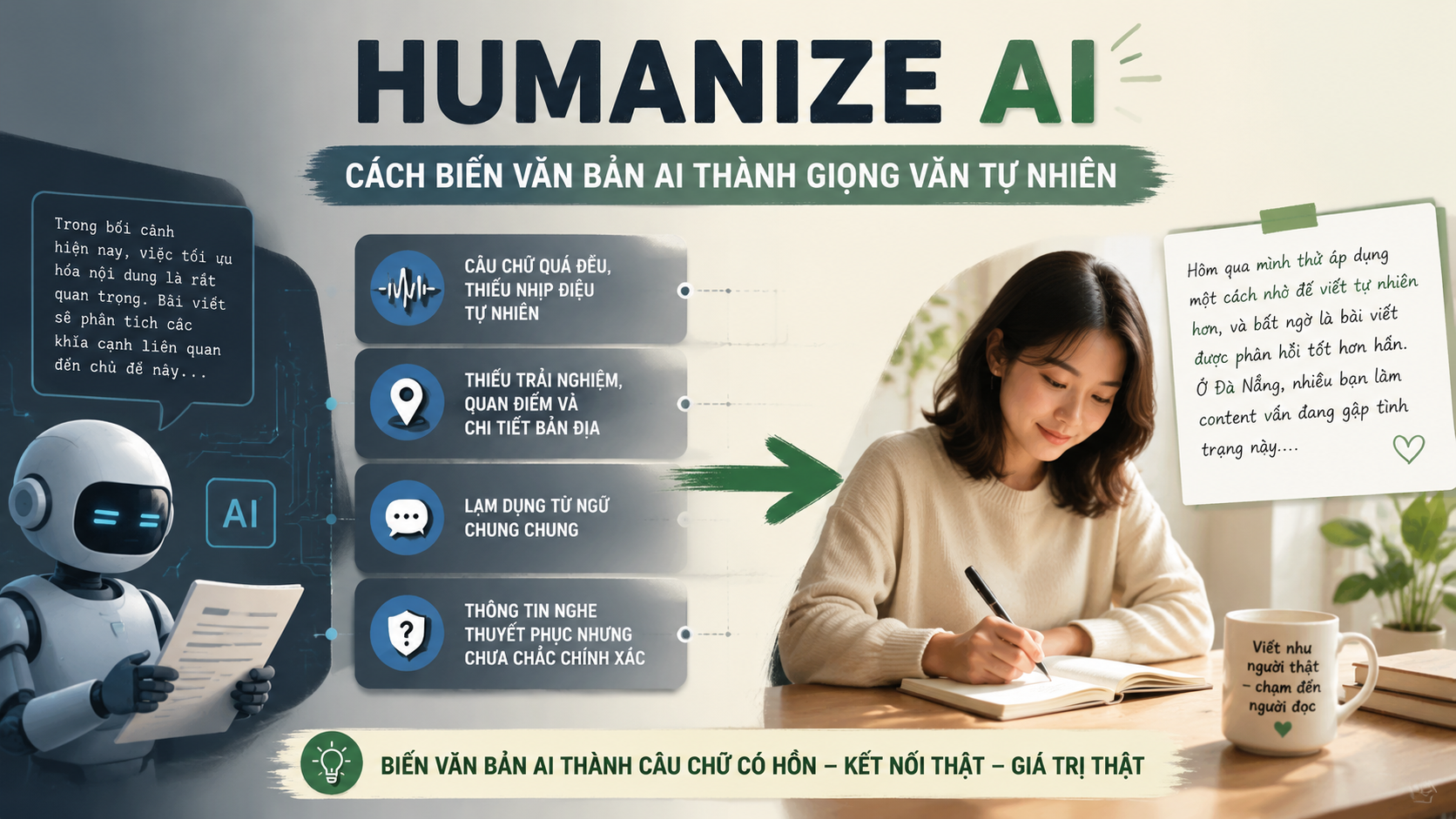 Vì sao văn bản AI thường nghe máy móc? - Humanize AI