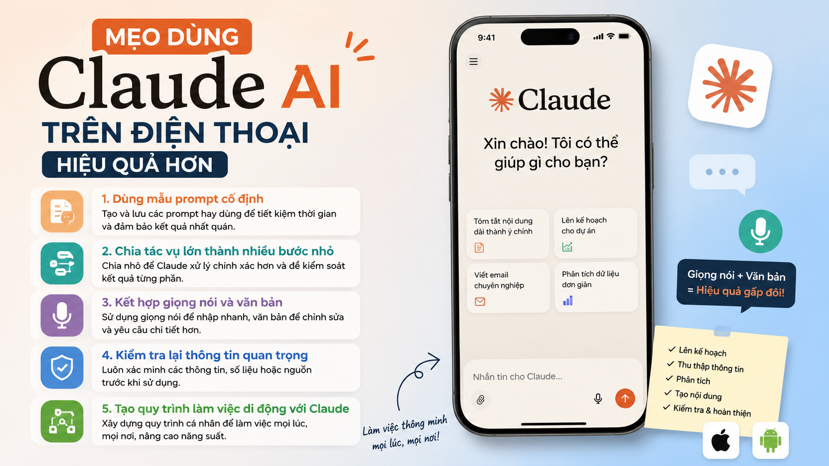 Mẹo dùng Claude AI trên điện thoại hiệu quả hơn - claude ai trên điện thoại