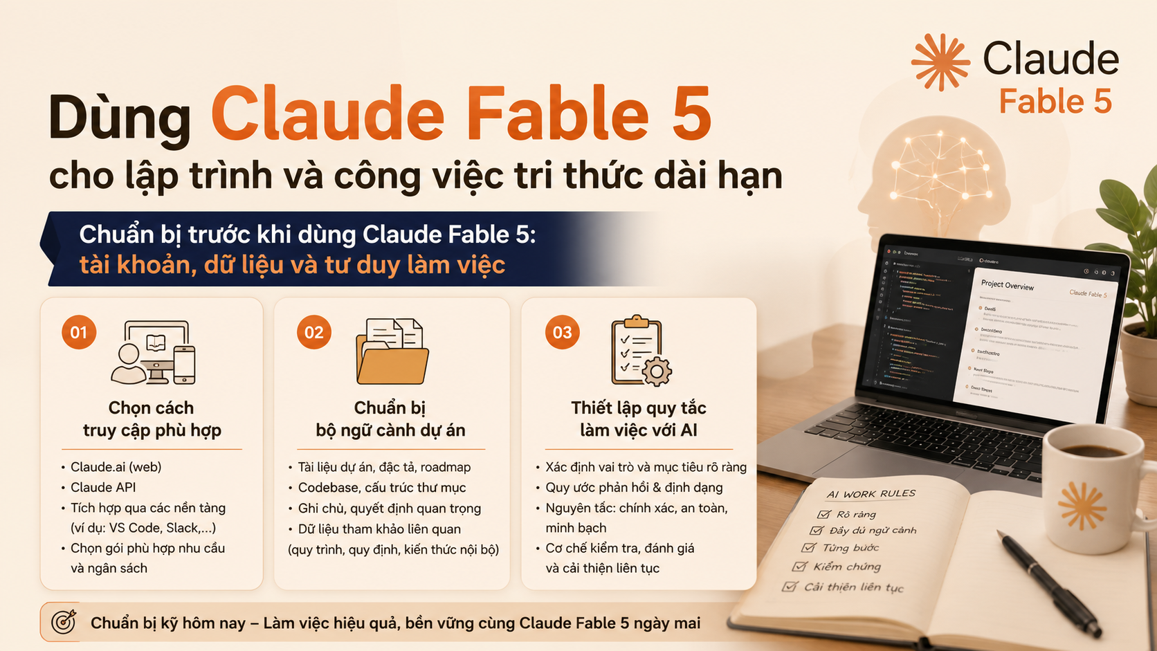 Chuẩn bị trước khi dùng Claude Fable 5: tài khoản, dữ liệu và tư duy làm việc - hướng dẫn sử dụng Claude Fable 5, cách dùng Claude AI