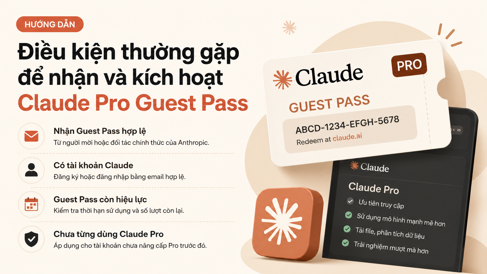 Điều kiện thường gặp để nhận và kích hoạt Claude Pro Guest Pass - dùng thử claude pro miễn phí