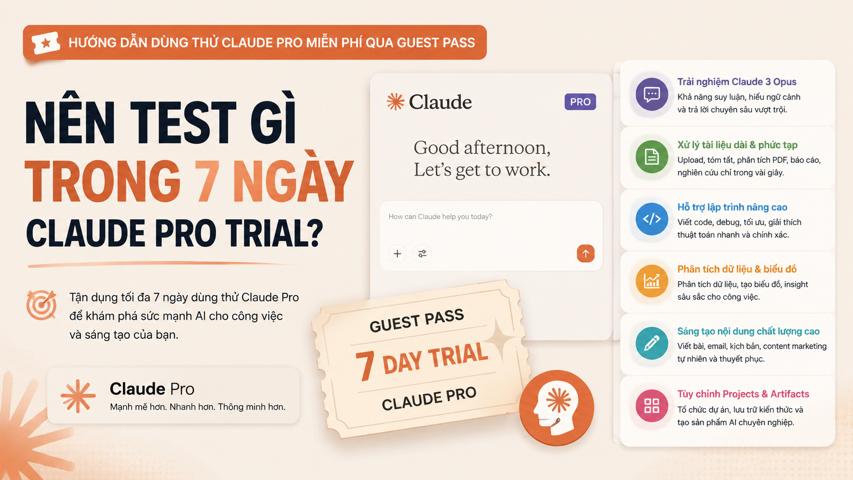 Nên test gì trong 7 ngày Claude Pro trial? - dùng thử claude pro miễn phí