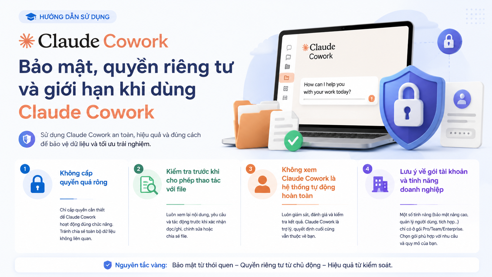 Bảo mật, quyền riêng tư và giới hạn khi dùng Claude Cowork - Claude Cowork