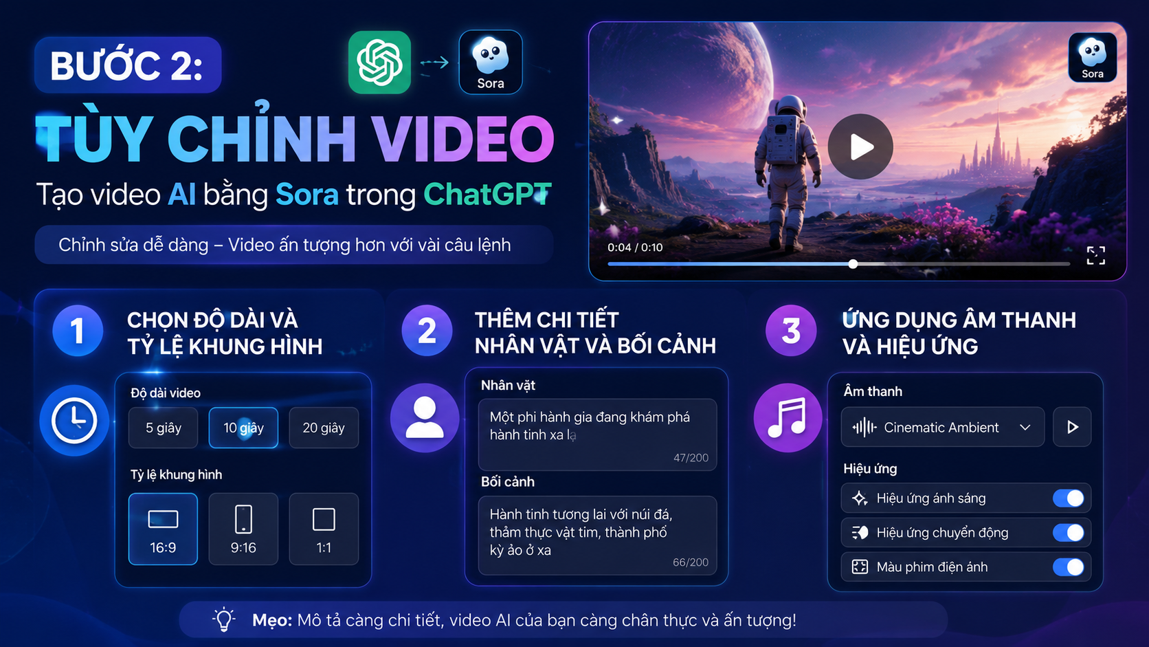 Bước 2: Tùy chỉnh video - tạo video ai bằng sora