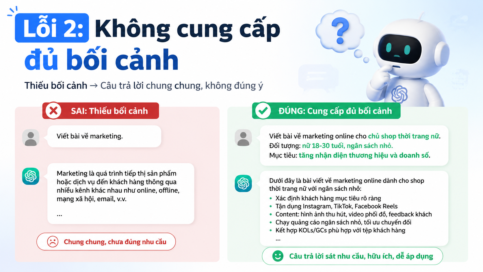 Lỗi 2: Không cung cấp đủ bối cảnh - lỗi thường gặp chatgpt