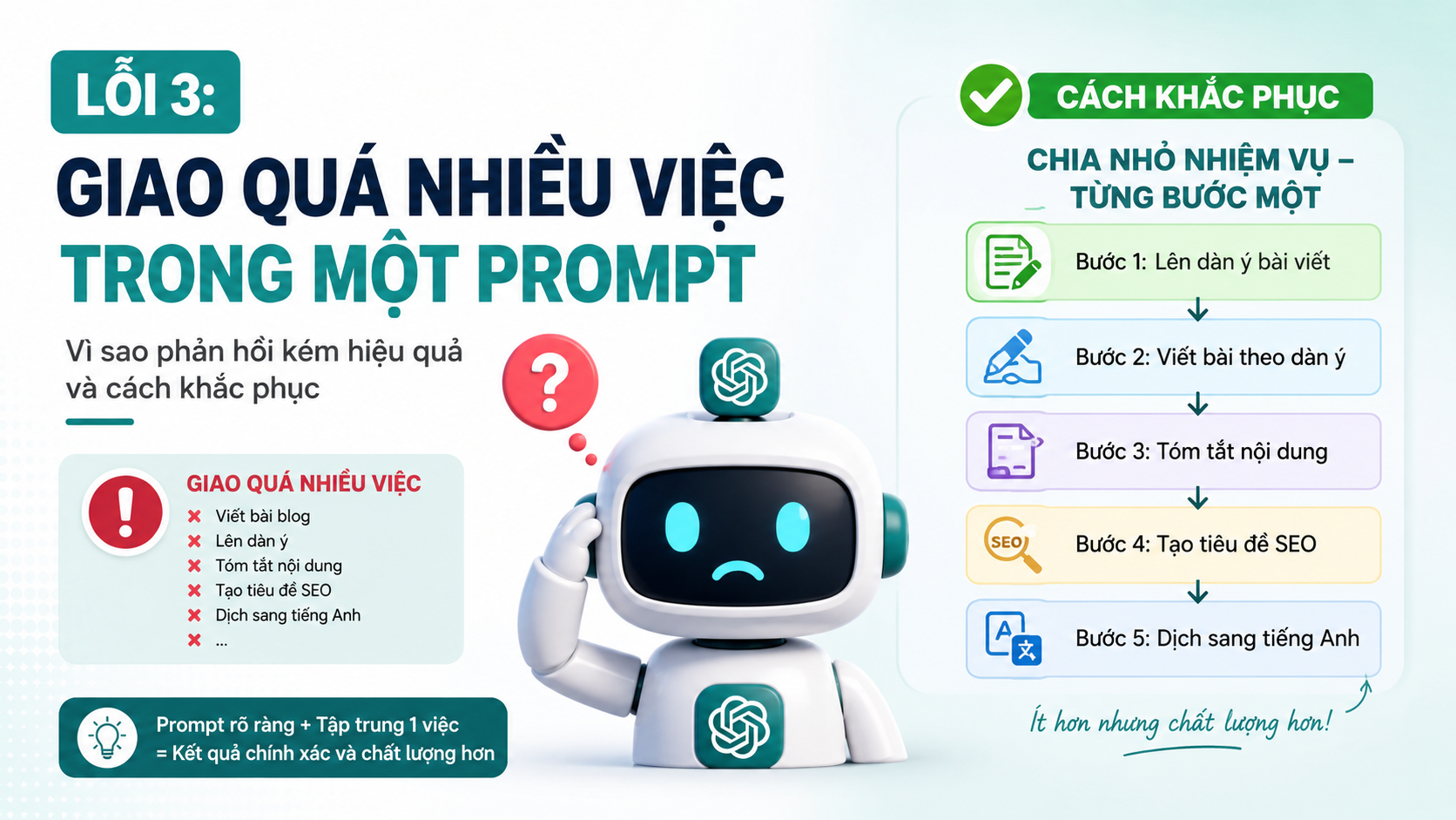 Lỗi 3: Giao quá nhiều việc trong một prompt - lỗi thường gặp chatgpt