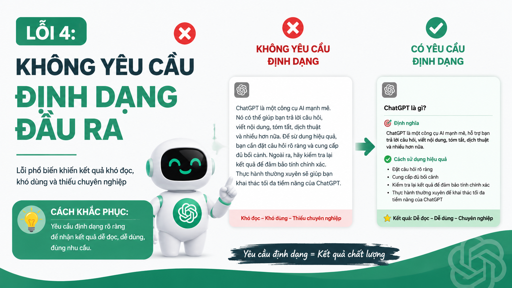 Lỗi 4: Không yêu cầu định dạng đầu ra - lỗi thường gặp chatgpt