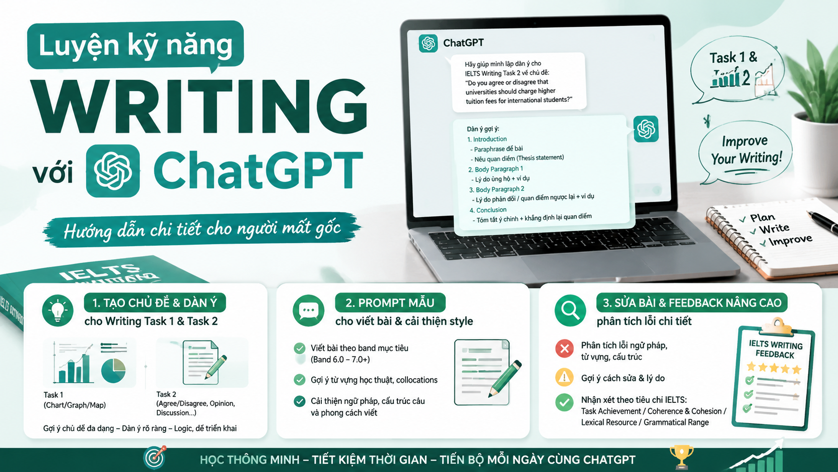 Luyện kỹ năng Writing với ChatGPT Luyện kỹ năng Writing với ChatGPT - luyện ielts với chatgpt