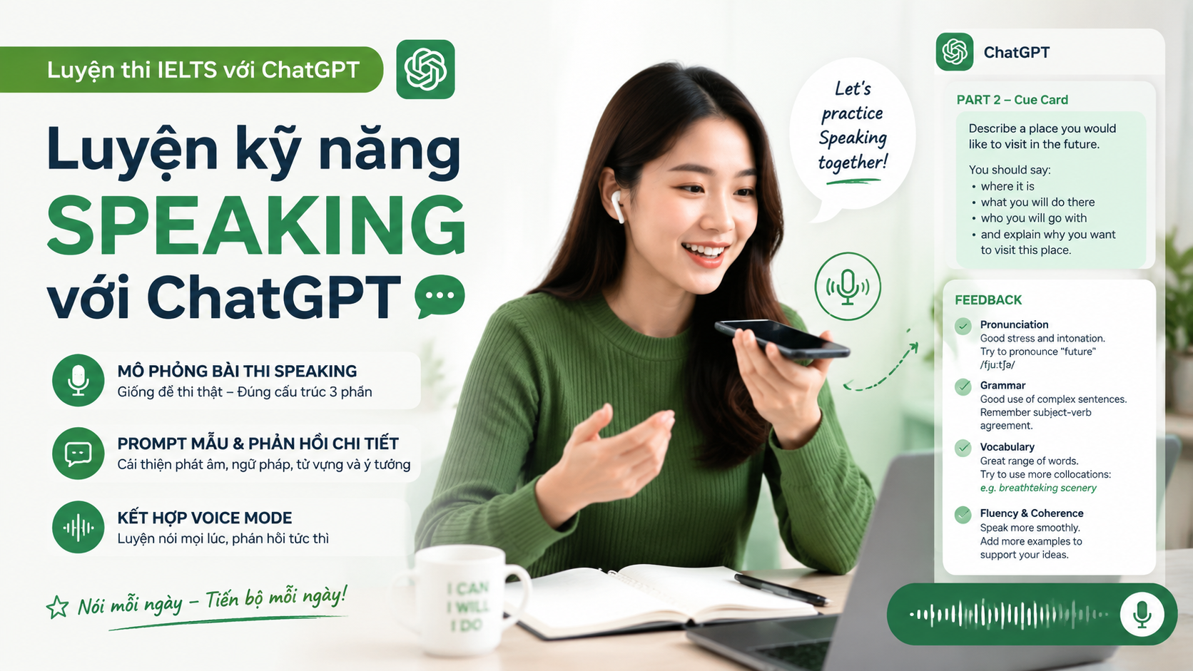 Luyện kỹ năng Speaking với ChatGPT Luyện kỹ năng Speaking với ChatGPT - luyện ielts với chatgpt