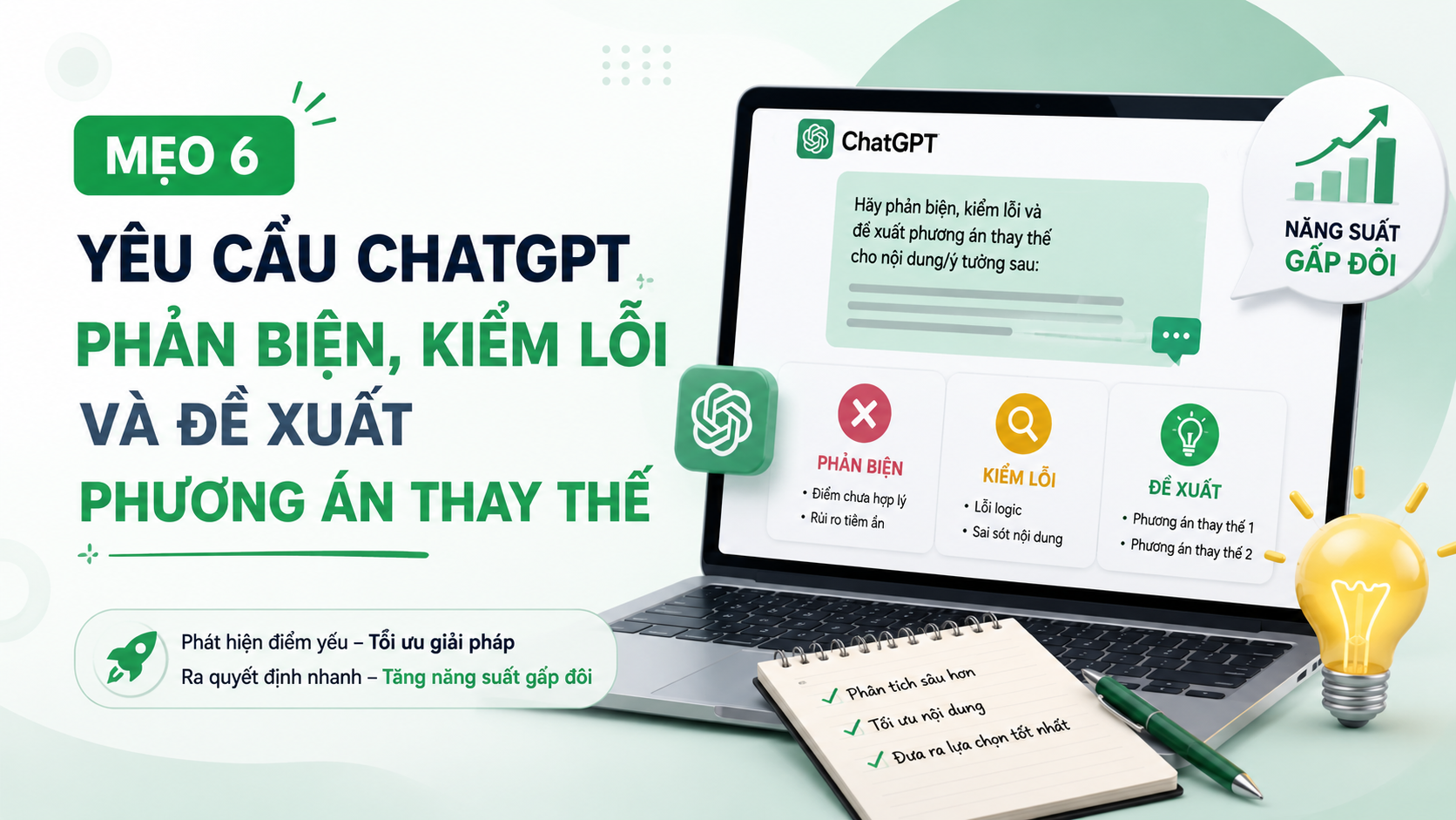 Mẹo 6: Yêu cầu ChatGPT phản biện, kiểm lỗi và đề xuất phương án thay thế - mẹo dùng chatgpt